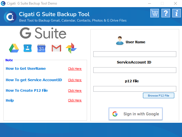 Cigati G Suite Backup Tool software