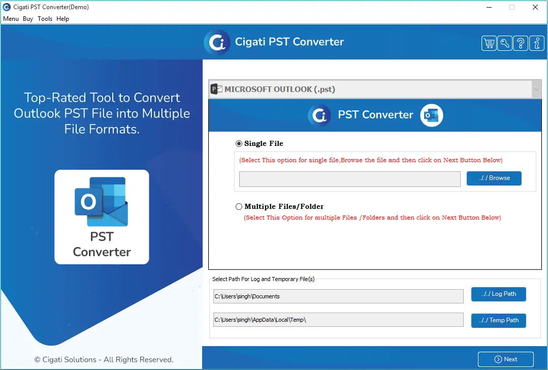 Cigati PST to PDF Converter Tool software