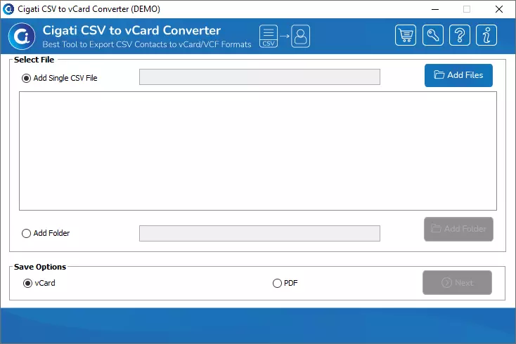 Cigati CSV to vCard Converter