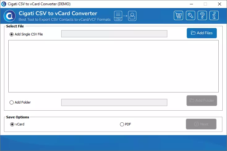 Cigati CSV to vCard Converter software
