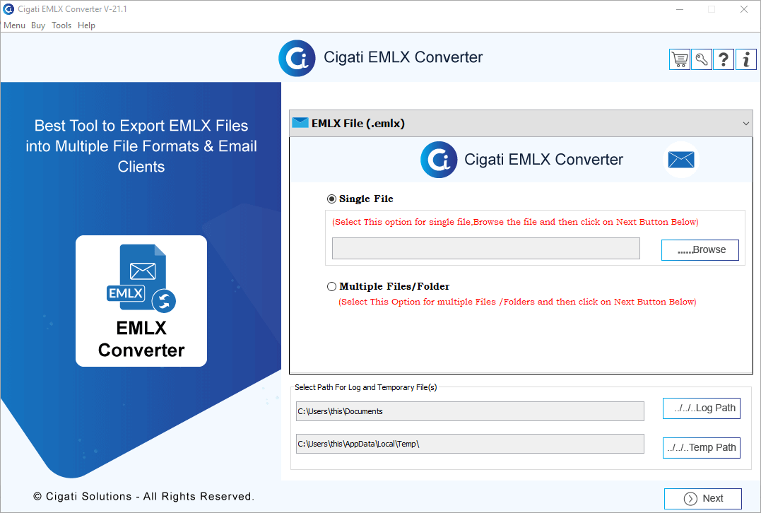 Cigati EMLX File Converter Tool