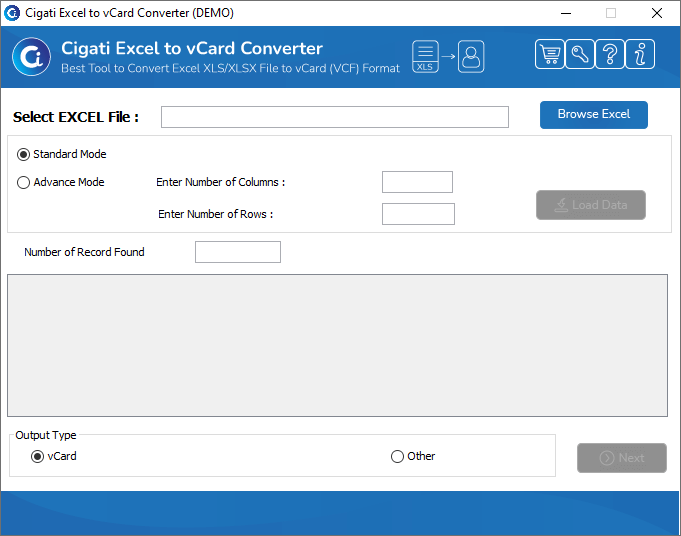 Cigati Excel to vCard Converter Tool