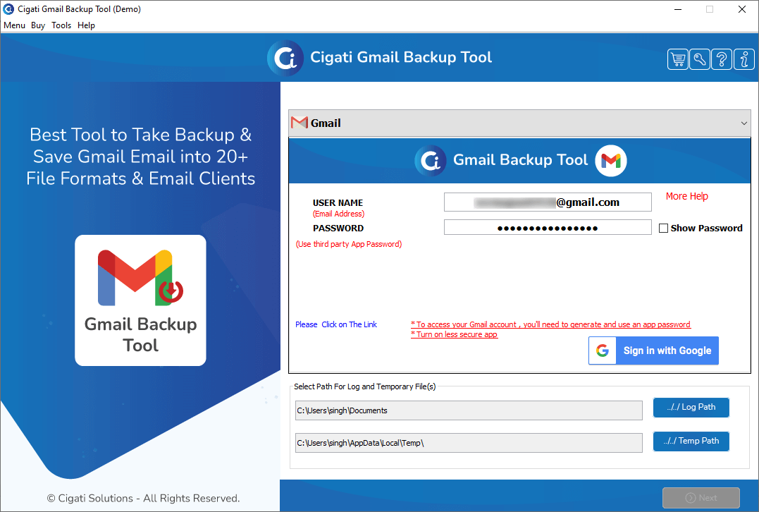 Cigati Gmail Backup Tool