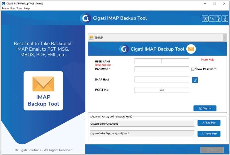 Cigati IMAP to Office 365 Migration Tool software