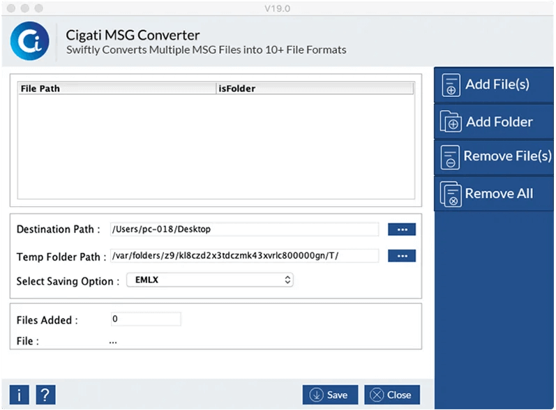 Cigati MAC MSG Converter Screenshot