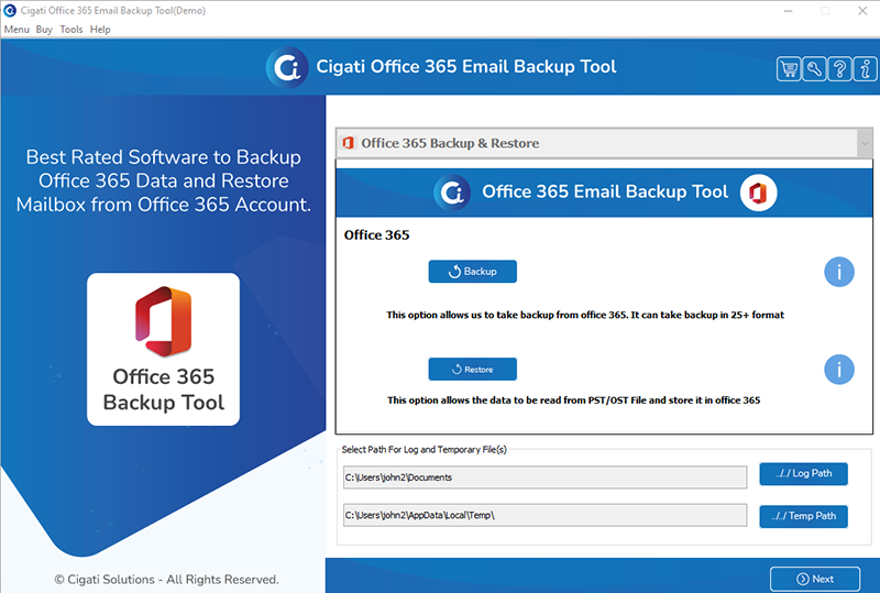 Office 365 to Office 365 Migration Tool software