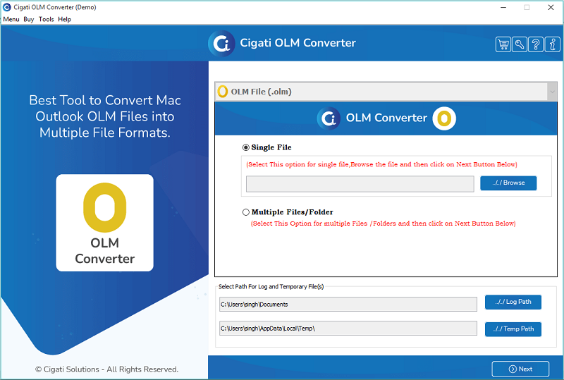 Cigati OLM Converter Tool software