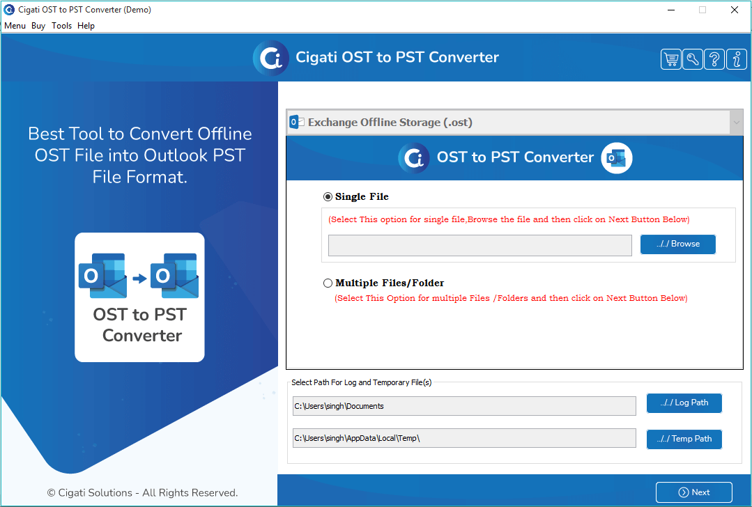Cigati OST to PDF Converter software