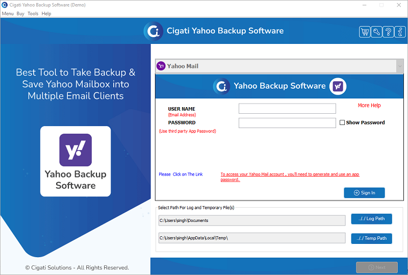 Cigati Yahoo Email Backup Tool