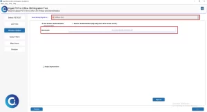 select your preferred authentication method >> provide Office 365 credentials.