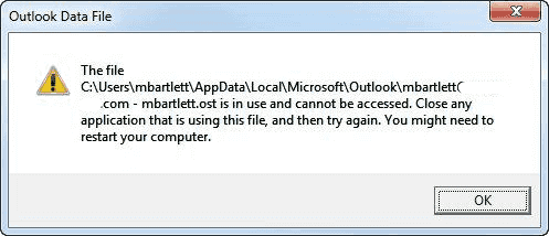 Outlook OST is in Use and Cannot Be Accessed