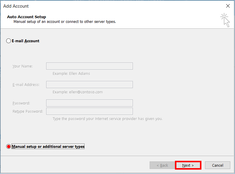 Manual setup or additional server types