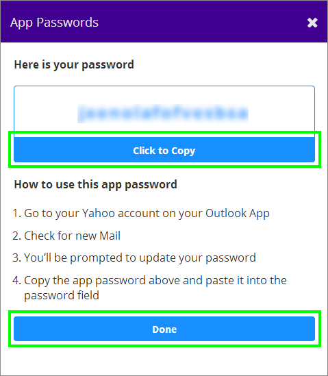 Yahoo Mail App Passwords