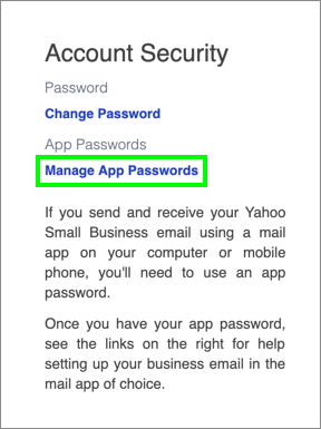 Yahoo Mail App Passwords