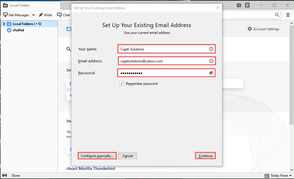 Setup Yahoo account to Thunderbird