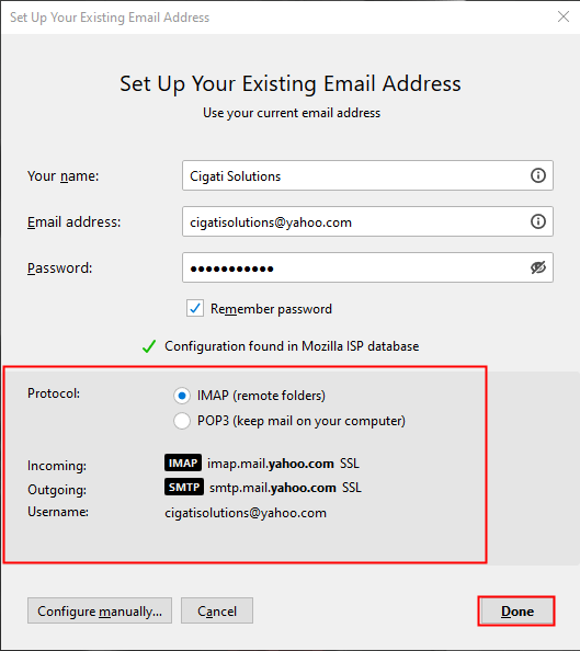 mailbird yahoo settings