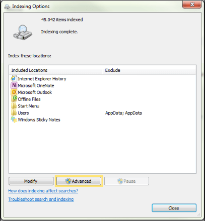 outlook 2010 search not working windows 11