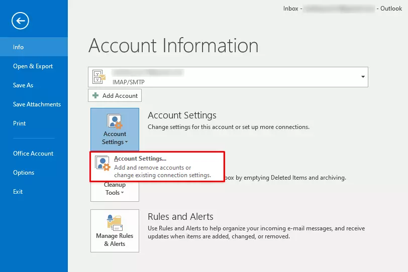 For Outlook 2003, select View or change existing email accounts.