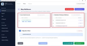 Map each source user to its destination mailbox.