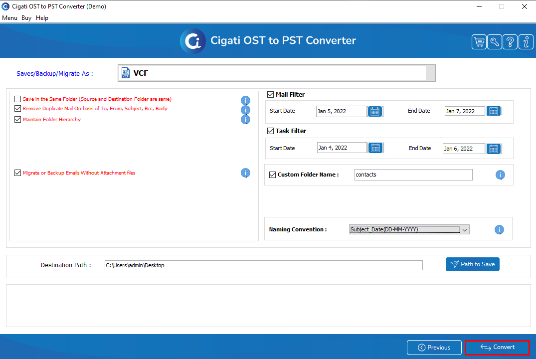 Import contacts from OST to Windows live mail