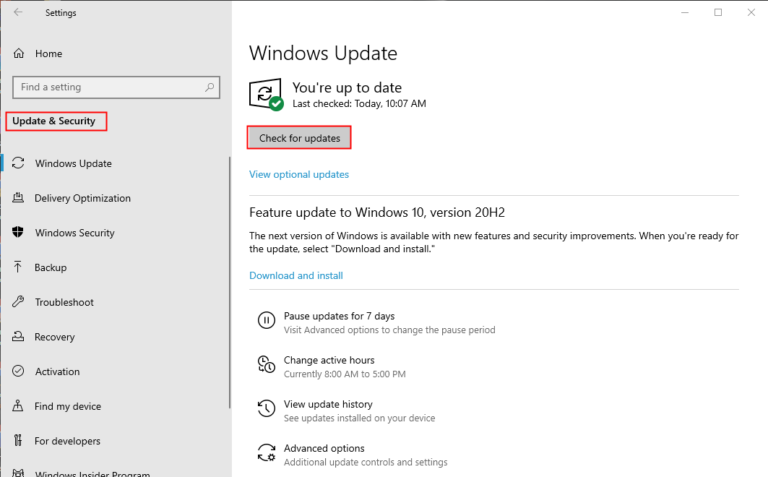 Update Windows 10 Manually