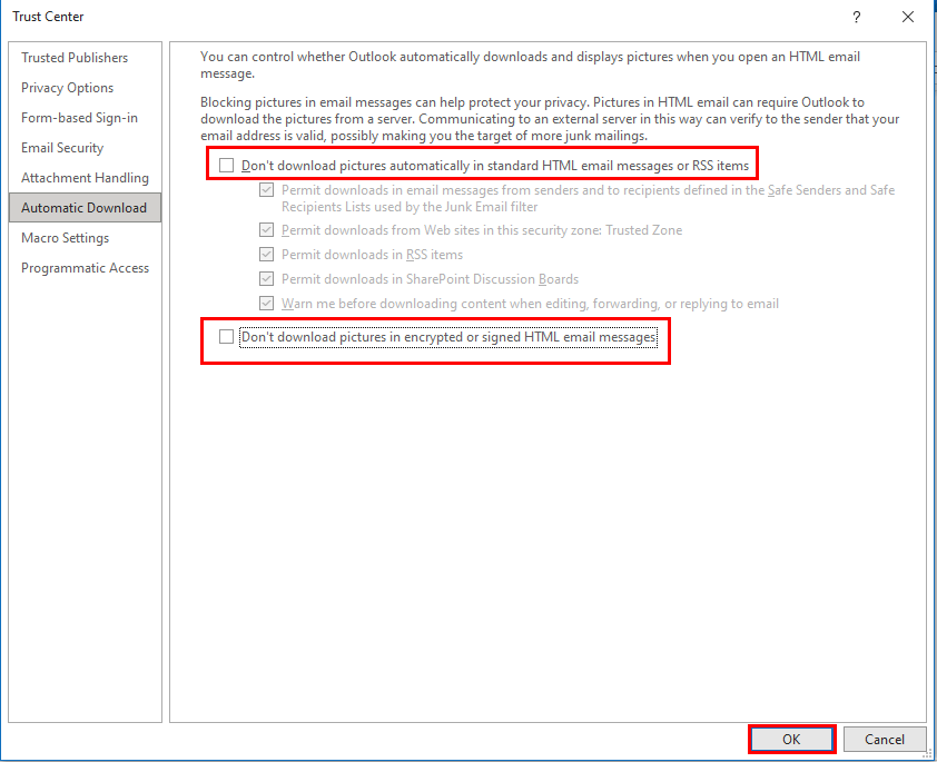 Outlook Not Displaying Images in Emails
