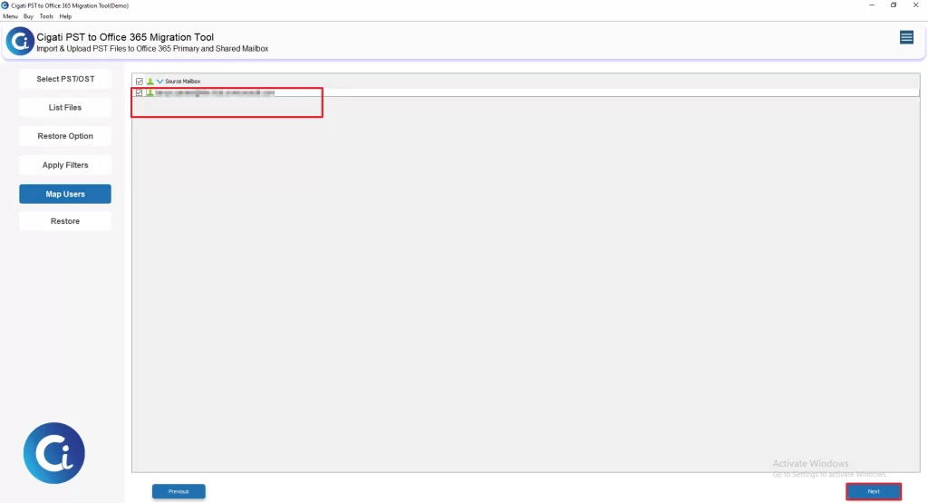 Select Mailbox Account from the list