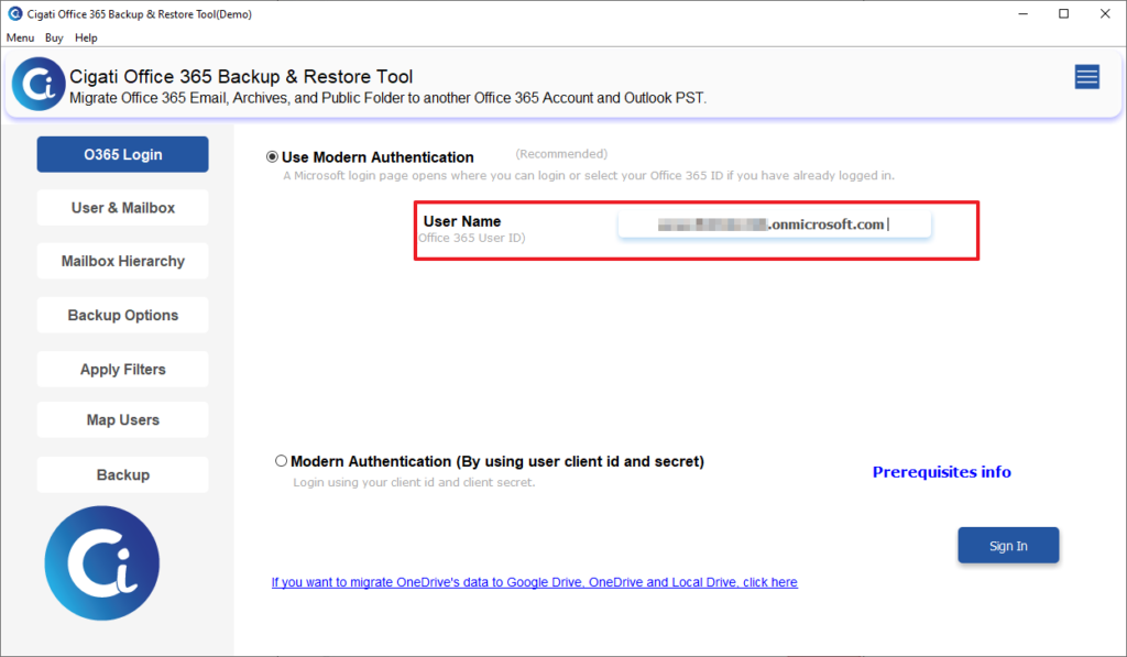 Enter credentials of the Mailbox