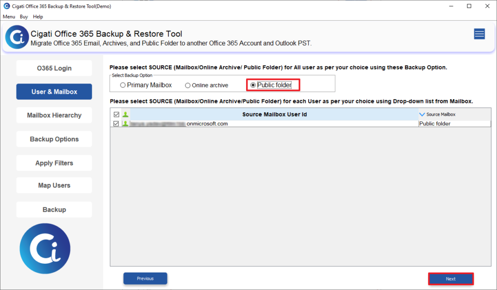 Select Public Folder as Source