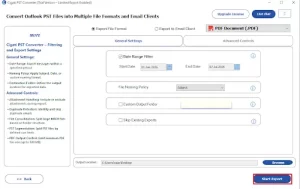 Click on Start Export.