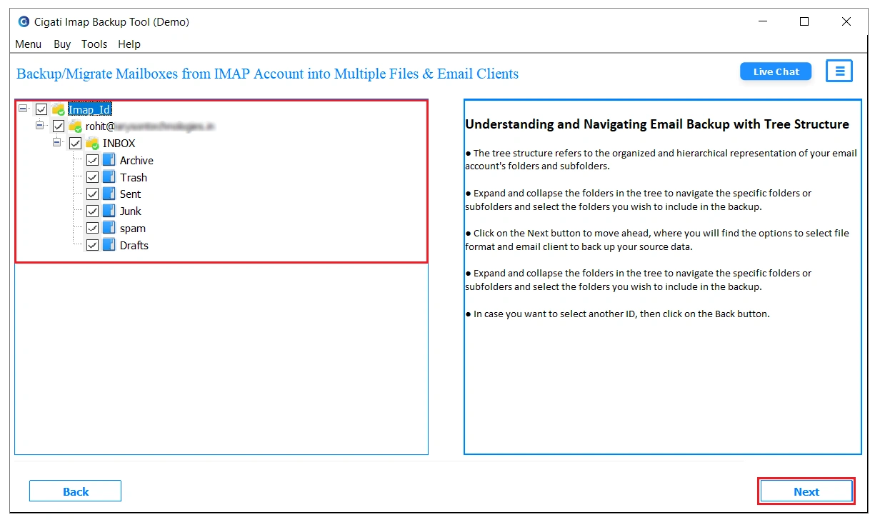 Select Foders from tree structure